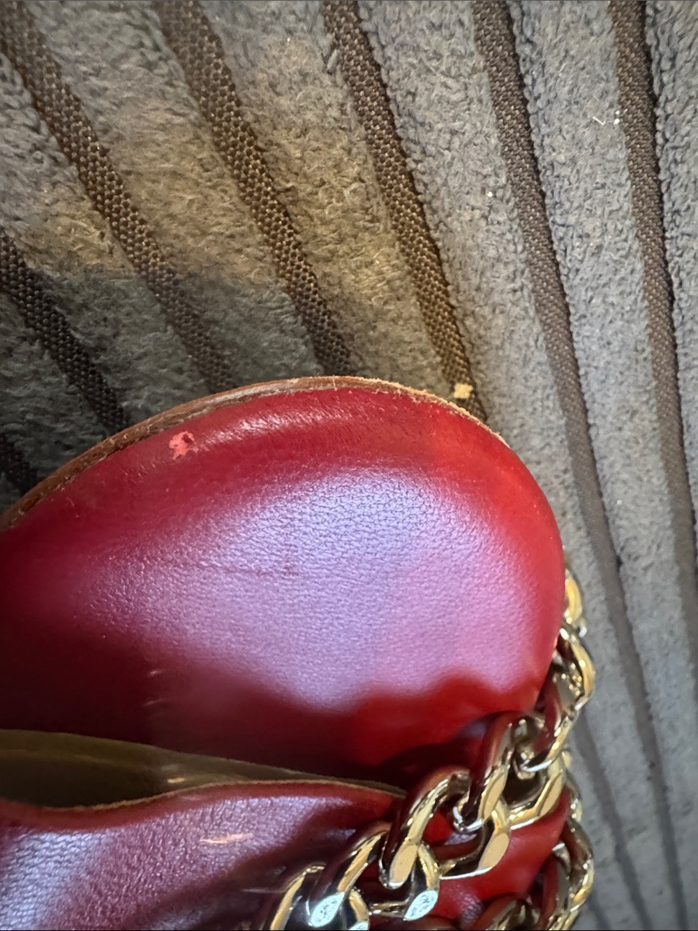 Detan Red Chain-Detail Slip-On Mules - Picture 5 of 6
